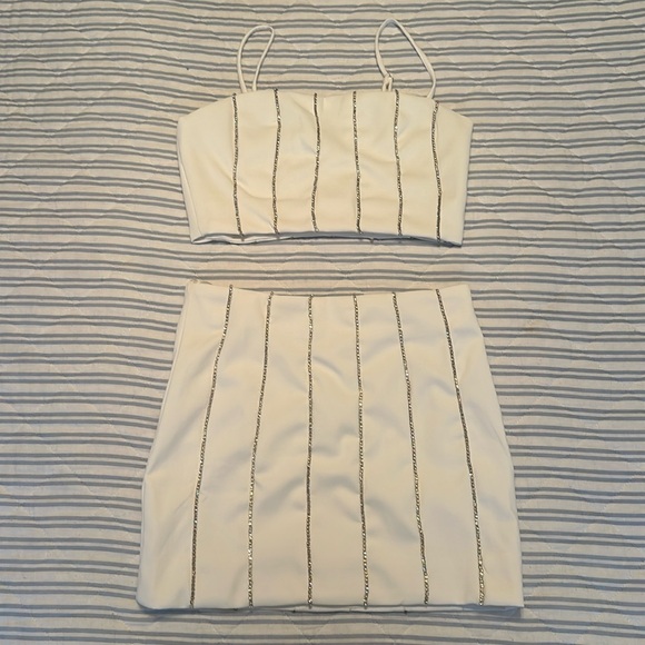 Altar'd State White Skirt Set with Black Accents - Picture 1 of 6